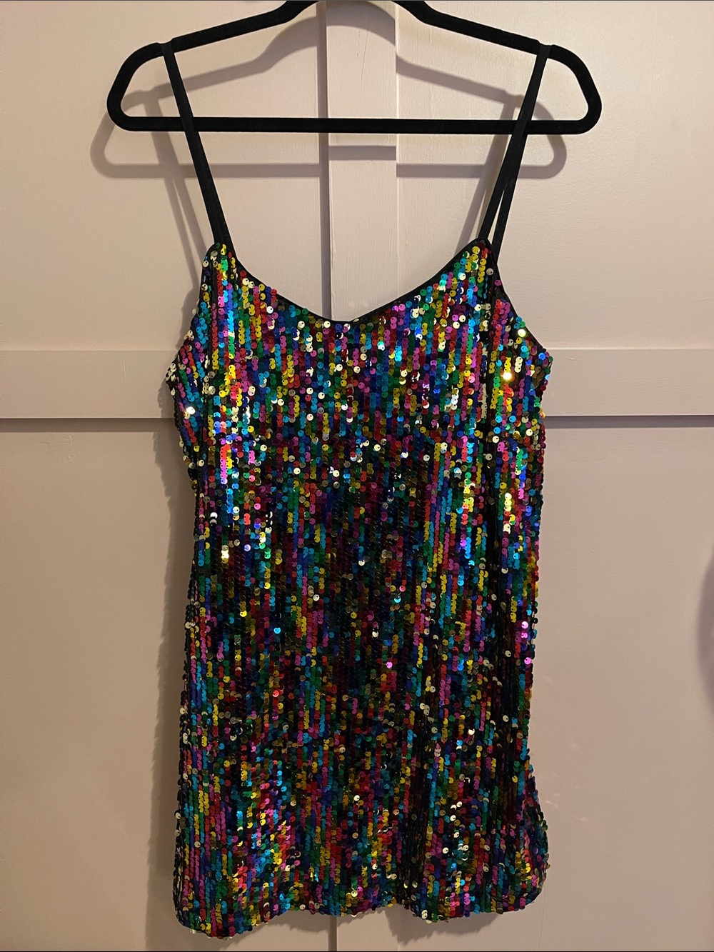 Multicolor Sequin Spaghetti-Strap Party Dress
